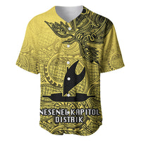 Papua New Guinea National Capital District Baseball Jersey PNG Birds Of Paradise Polynesian Arty Style LT03 Yellow - Polynesian Pride