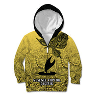 Papua New Guinea National Capital District Kid Hoodie PNG Birds Of Paradise Polynesian Arty Style LT03 Zip Hoodie Yellow - Polynesian Pride