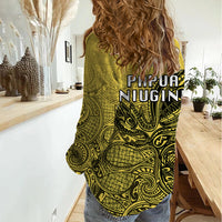 Papua New Guinea National Capital District Women Casual Shirt PNG Birds Of Paradise Polynesian Arty Style LT03 - Polynesian Pride