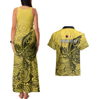 Personalised Papua New Guinea National Capital District Couples Matching Tank Maxi Dress and Hawaiian Shirt PNG Birds Of Paradise Polynesian Arty Style LT03 - Polynesian Pride
