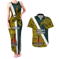 Personalised Papua New Guinea Jiwaka Province Couples Matching Tank Maxi Dress and Hawaiian Shirt PNG Birds Of Paradise Polynesian Arty Style LT03 Yellow - Polynesian Pride