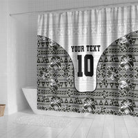 Custom Fiji Pacific Rugby 2024 Shower Curtain Tapa Tribal and Fijian Masi Pattern