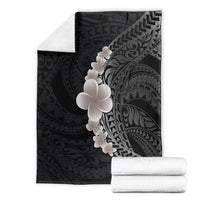 Hawaiian Tropical Plumeria Art Polynesian Tattoo Blanket Grayscale Color