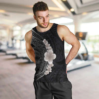 Hawaiian Tropical Plumeria Art Polynesian Tattoo Men Tank Top Grayscale Color