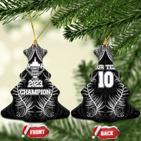 Custom New Zealand Rugby Ceramic Ornament Aotearoa Champion Cup History with Silver Fern LT03 Christmas Tree Black - Polynesian Pride
