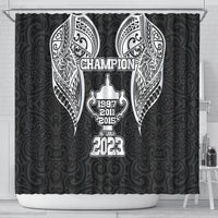 New Zealand Rugby Shower Curtain Aotearoa Champion Cup History with Haka Dance LT03 - Polynesian Pride