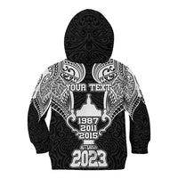 Personalised New Zealand Rugby Kid Hoodie Aotearoa Champion Cup History with Haka Dance LT03 - Polynesian Pride