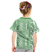 Hawaii Kid T Shirt Aloha Tropical Plants Tribal Pattern Green Version LT03 - Polynesian Pride