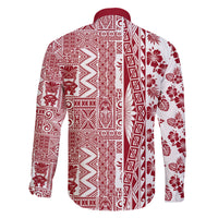 Hawaii Family Matching Mermaid Dress and Hawaiian Shirt Aloha Tropical Plants Tribal Pattern Red Version LT03 - Polynesian Pride