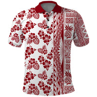 Hawaii Polo Shirt Aloha Tropical Plants Tribal Pattern Red Version LT03 Red - Polynesian Pride