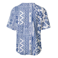 Hawaii Baseball Jersey Aloha Tropical Plants Tribal Pattern Blue Version LT03 - Polynesian Pride
