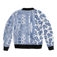 Hawaii Bomber Jacket Aloha Tropical Plants Tribal Pattern Blue Version LT03 - Polynesian Pride