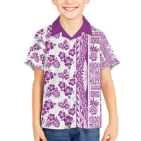 Hawaii Family Matching Puletasi Dress and Hawaiian Shirt Aloha Tropical Plants Tribal Pattern Pink Version LT03 Son's Shirt Pink - Polynesian Pride