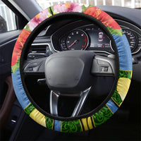 Kosrae Steering Wheel Cover Hibiscus Mix Maori Tattoo Pattern LT03 - Polynesian Pride