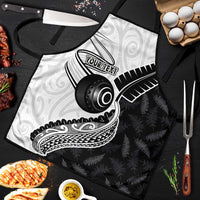 Personalised Aotearoa Lawn Bowls Apron Maori and Silver Fern Half Style LT03 White - Polynesian Pride