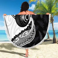 Personalised Aotearoa Lawn Bowls Beach Blanket Maori and Silver Fern Half Style LT03 - Polynesian Pride