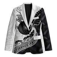 Personalised Aotearoa Lawn Bowls Blazer Maori and Silver Fern Half Style LT03 Unisex White - Polynesian Pride