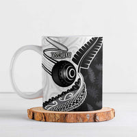 Personalised Aotearoa Lawn Bowls Ceramic Mug Maori and Silver Fern Half Style LT03 White - Polynesian Pride