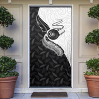 Aotearoa Lawn Bowls Door Cover Maori and Silver Fern Half Style LT03 White - Polynesian Pride