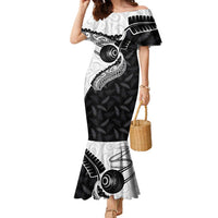 Personalised Aotearoa Lawn Bowls Family Matching Mermaid Dress and Hawaiian Shirt Maori and Silver Fern Half Style - Polynesian Pride
