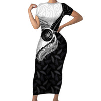 Personalised Aotearoa Lawn Bowls Family Matching Short Sleeve Bodycon Dress and Hawaiian Shirt Maori and Silver Fern Half Style - Polynesian Pride