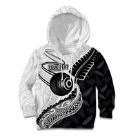 Personalised Aotearoa Lawn Bowls Kid Hoodie Maori and Silver Fern Half Style LT03 Hoodie White - Polynesian Pride