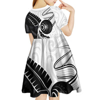 Personalised Aotearoa Lawn Bowls Kid Short Sleeve Dress Maori and Silver Fern Half Style LT03 - Polynesian Pride