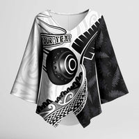 Personalised Aotearoa Lawn Bowls Kimono Sleeve Blouse Maori and Silver Fern Half Style LT03 Female White - Polynesian Pride