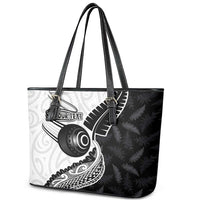 Personalised Aotearoa Lawn Bowls Leather Tote Bag Maori and Silver Fern Half Style LT03 - Polynesian Pride