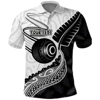 Personalised Aotearoa Lawn Bowls Polo Shirt Maori and Silver Fern Half Style LT03 White - Polynesian Pride