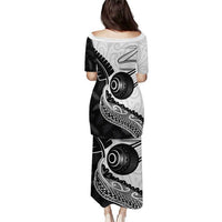 Personalised Aotearoa Lawn Bowls Puletasi Maori and Silver Fern Half Style LT03 - Polynesian Pride