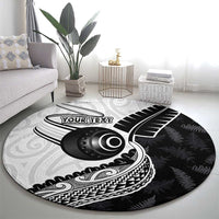 Personalised Aotearoa Lawn Bowls Round Carpet Maori and Silver Fern Half Style LT03 - Polynesian Pride