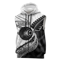 Personalised Aotearoa Lawn Bowls Sleeveless Zip Hoodie Maori and Silver Fern Half Style LT03 White - Polynesian Pride