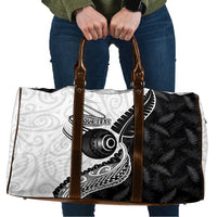 Personalised Aotearoa Lawn Bowls Travel Bag Maori and Silver Fern Half Style LT03 White - Polynesian Pride