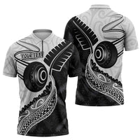 Personalised Aotearoa Lawn Bowls Zipper Polo Shirt Maori and Silver Fern Half Style LT03 - Polynesian Pride