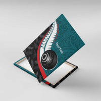 Personalised Aotearoa Lawn Bowls Canvas Wall Art Maori and Silver Fern Sporty Style Teal Color LT03 With Frame Teal - Polynesian Pride