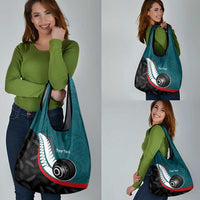 Personalised Aotearoa Lawn Bowls Grocery Bag Maori and Silver Fern Sporty Style Teal Color LT03 - Polynesian Pride