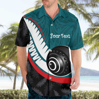 Personalised Aotearoa Lawn Bowls Hawaiian Shirt Maori and Silver Fern Sporty Style Teal Color LT03 - Polynesian Pride