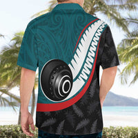 Personalised Aotearoa Lawn Bowls Hawaiian Shirt Maori and Silver Fern Sporty Style Teal Color LT03 - Polynesian Pride