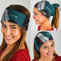 Personalised Aotearoa Lawn Bowls Neck Gaiter Maori and Silver Fern Sporty Style Teal Color LT03 - Polynesian Pride