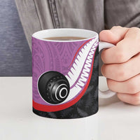 Personalised Aotearoa Lawn Bowls Ceramic Mug Maori and Silver Fern Sporty Style Pink Color LT03 - Polynesian Pride