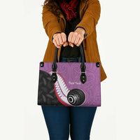 Personalised Aotearoa Lawn Bowls Leather Bag Maori and Silver Fern Sporty Style Pink Color LT03 - Polynesian Pride