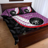 Personalised Aotearoa Lawn Bowls Quilt Bed Set Maori and Silver Fern Sporty Style Pink Color LT03 - Polynesian Pride