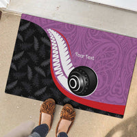 Personalised Aotearoa Lawn Bowls Rubber Doormat Maori and Silver Fern Sporty Style Pink Color LT03 - Polynesian Pride