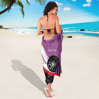 Personalised Aotearoa Lawn Bowls Sarong Maori and Silver Fern Sporty Style Pink Color LT03 - Polynesian Pride