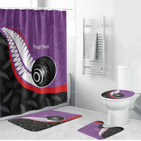 Personalised Aotearoa Lawn Bowls Bathroom Set Maori and Silver Fern Sporty Style Purple Color LT03 Bathroom Set (4 pcs) Purple - Polynesian Pride