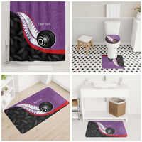 Personalised Aotearoa Lawn Bowls Bathroom Set Maori and Silver Fern Sporty Style Purple Color LT03 - Polynesian Pride