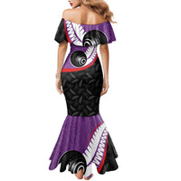Personalised Aotearoa Lawn Bowls Family Matching Mermaid Dress and Hawaiian Shirt Maori and Silver Fern Sporty Style Purple Color LT03 - Polynesian Pride