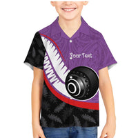 Personalised Aotearoa Lawn Bowls Family Matching Mermaid Dress and Hawaiian Shirt Maori and Silver Fern Sporty Style Purple Color LT03 Son's Shirt Purple - Polynesian Pride