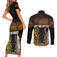 New Zealand and Australia ANZAC Day Couples Matching Short Sleeve Bodycon Dress and Long Sleeve Button Shirt Soldier and Last Post Camouflage Pattern LT03 - Polynesian Pride